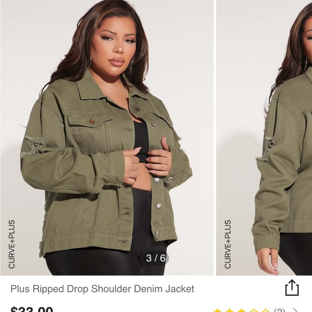 Plus Ripped Drop Shoulder Denim Jacket BLACK
